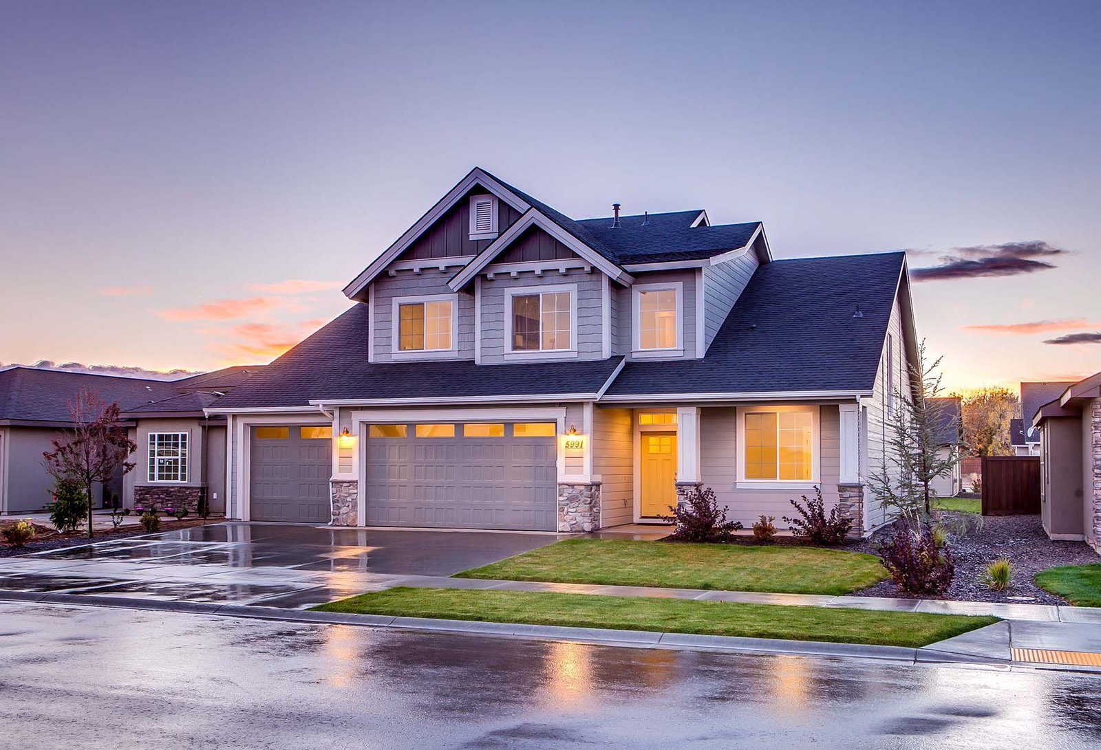 Home exterior after rain